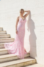 VESTIDO COMPRIDO ROSA RENDADO PONTO CHIC - Image 3