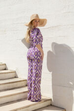 MACACÃO ESTAMPADO ROXO COM CINTO PONTO CHIC - Image 4