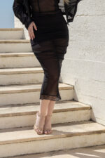 SAIA MIDI PRETA TRANSPARENTE DRAPEADA RINASCIMENTO - Image 4