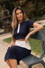 SAIA BICOLOR AZUL COM CINTO TRANÇADO SAHOCO - Image 6