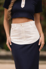 SAIA BICOLOR AZUL COM CINTO TRANÇADO SAHOCO - Image 4