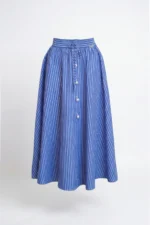 SAIA AZUL ÀS RISCAS COM CINTURA ELÁSTICA SAHOCO - Image 2