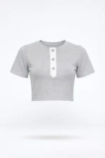 TOP CINZA COM BOTÕES SAHOCO