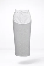 SAIA BICOLOR CINZA COM CINTO TRANÇADO SAHOCO - Image 2