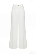 CALÇA BRANCA WIDE LEG COM NERVURA FRONTAL SAHOCO