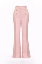 CALÇA ROSA ESTRUTURADA COM BOTÕES DOURADOS SAHOCO - Image 3