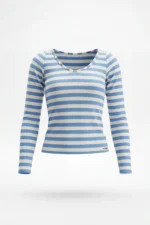 CAMISOLA DE MALHA CANELADA ÀS RISCAS AZUL SAHOCO