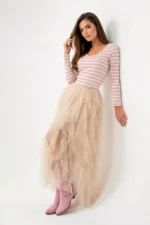 CAMISOLA DE MALHA CANELADA ÀS RISCAS ROSA SAHOCO - Image 6