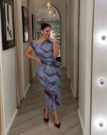 VESTIDO MIDI ESTAMPADO COM DRAPEADO PONTO CHIC - Image 2