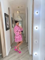 VESTIDO FLORAL ROSA COM FOLHOS PONTO CHIC - Image 2