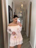 VESTIDO ROSA CLARO EM RENDA PONTO CHIC