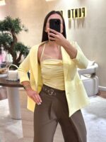 TOP AMARELO ACETINADO COM DETALHE CHOKER EM RENDA PONTO CHIC - Image 2