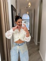 CALÇA DE GANGA COM DETALHE EM RENDA DIXIE - Image 3