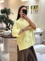 CAMISOLA AMARELA DE MALHA COM GOLA CANELADA IMPERIAL - Image 4