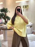 CAMISOLA AMARELA DE MALHA COM GOLA CANELADA IMPERIAL - Image 3