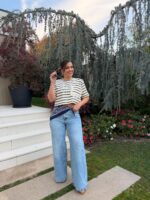 CALÇA DE GANGA DENIM ESCURO COM LENÇO NA CINTURA DIXIE