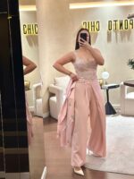 CALÇA ROSA COM EFEITO TRESPASSADO PONTO CHIC