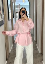 CAMISA ROSA SUAVE COM LENÇO PONTO CHIC - Image 2