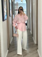 CAMISA ROSA SUAVE COM LENÇO PONTO CHIC - Image 3