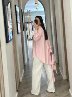 CAMISA ROSA SUAVE COM LENÇO PONTO CHIC - Image 5