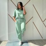 CONJUNTO VERDE AGUA COM SWEAT E CALÇA COM FAIXA LATERAL PONTO CHIC