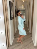 VESTIDO MIDI AZUL BEBE DRAPEADO COM MANGA COMPRIDA PONTO CHIC - Image 3