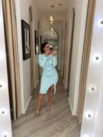 VESTIDO MIDI AZUL BEBE DRAPEADO COM MANGA COMPRIDA PONTO CHIC - Image 6