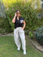 BLUSA PRETA COM BOLSO ANIMAL PRINT E BRILHANTES PONTO CHIC - Image 2