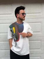 T-SHIRT BRANCA COM ESTAMPADO ARTÍSTICO GIANNI LUPO