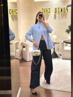 BLAZER AZUL CLARO DE CORTE ELEGANTE PONTO CHIC