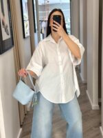 CAMISA BRANCA COM BOTÕES FORRADOS PONTO CHIC - Image 3