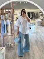 CAMISA BRANCA COM BOTÕES FORRADOS PONTO CHIC