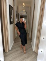 VESTIDO CAMISEIRO EM GANGA ESCURA COM FRANZIDO MISS YOU - Image 3