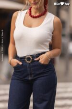 CALÇA GANGA ESCURA WIDE LEG COM CINTO MISS YOU - Image 3