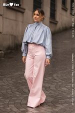 CALÇA ROSA WIDE LEG COM DETALHE JOIA MISS YOU