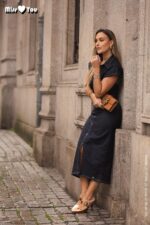 VESTIDO CAMISEIRO EM GANGA ESCURA COM FRANZIDO MISS YOU - Image 6