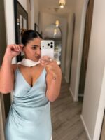 VESTIDO MIDI AZUL CIANO COM DRAPEADO IMPERIAL