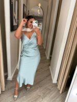 VESTIDO MIDI AZUL CIANO COM DRAPEADO IMPERIAL - Image 2