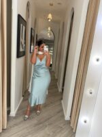 VESTIDO MIDI AZUL CIANO COM DRAPEADO IMPERIAL - Image 3