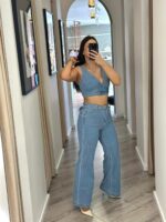 CONJUNTO TOP E CALÇA EM GANGA PONTO CHIC - Image 2