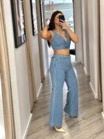 CONJUNTO TOP E CALÇA EM GANGA PONTO CHIC