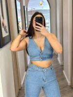 CONJUNTO TOP E CALÇA EM GANGA PONTO CHIC - Image 3