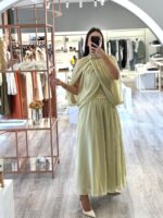 CONJUNTO TOP E SAIA VERDE OLIVIA FLUÍDO PONTO CHIC