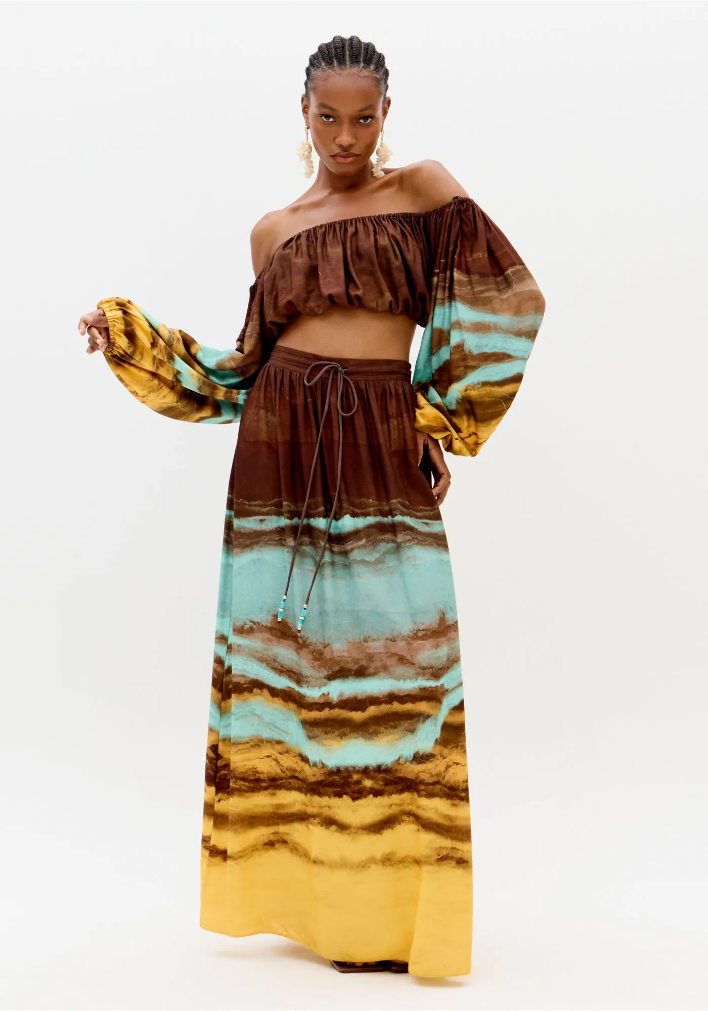 transferir (18) SAIA SUPER MIDI ESTAMPADA MARBLE LANÇA PERFUME - Image 1