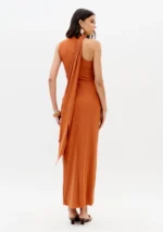 VESTIDO MIDI TERRACOTA COM RECORTE E PORMENOR FRONTAL LANÇA PERFUME - Image 4