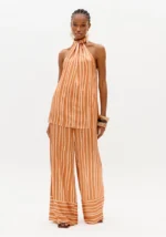 TOP ACETINADO RISCA CARAMELO COM ENTRELAÇADO LANÇA PERFUME - Image 4