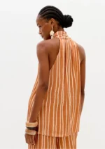 TOP ACETINADO RISCA CARAMELO COM ENTRELAÇADO LANÇA PERFUME - Image 2