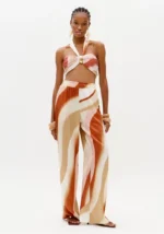 CALÇA ROSA E CAMEL ACETINADA FLUIDA LANÇA PERFUME - Image 2