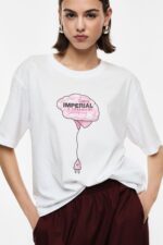 T-SHIRT BRANCA ESTAMPADO CÉREBRO IMPERIAL