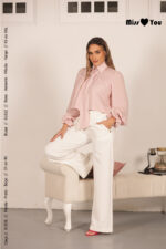 BLUSA COM LAÇO E DETALHE FRANZIDO ROSA MISS YOU